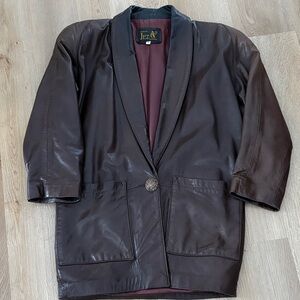Jez Creation Montreal Dark Brown Leather Vintage Blazer